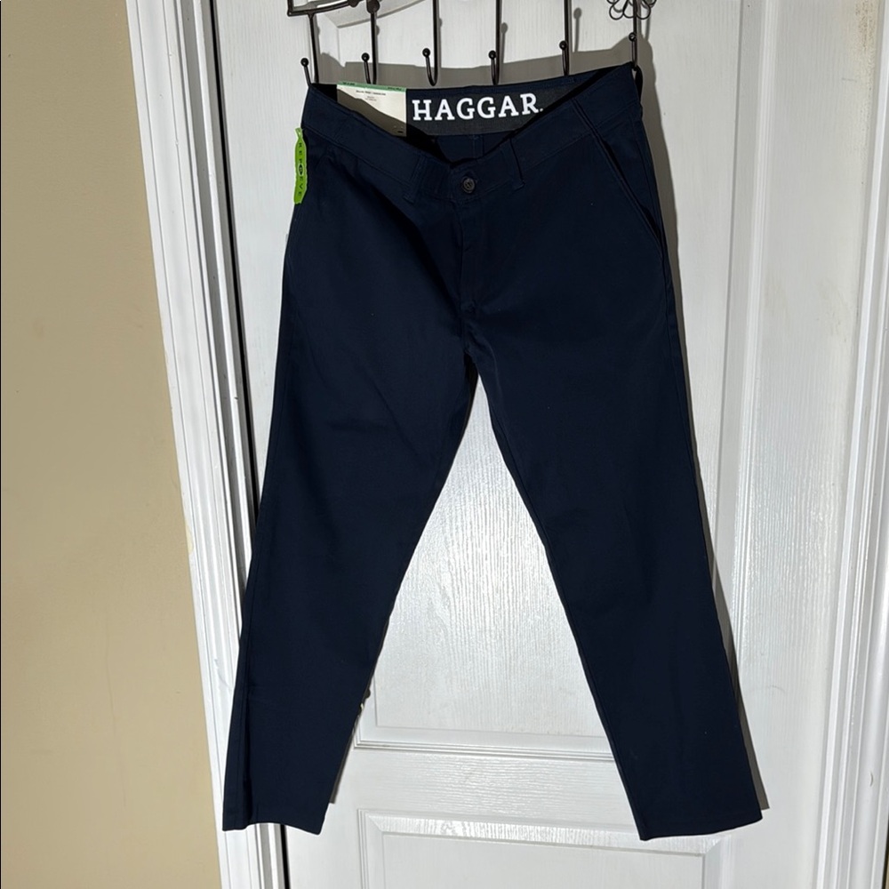 BNWT 34 x 30 Haggar Men's CHINO Navy Pants: VERY GOOD LOOKING